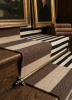 Handwoven Wool Stair Runner Rug | Mocha, Black, White Stripe | Rugs by Evergreen Carpets. Item composed of wool compatible with boho and minimalism style