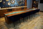 LED Lit Resin Walnut Bar Top | Dining Table in Tables by Chagrin Valley Custom Furniture. Item made of walnut with synthetic works with contemporary style