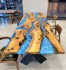 Blue Ocean Epoxy Resin Table - Epoxy Wood Table - Live Edge | Dining Table in Tables by Tinella Collection. Item made of wood & metal compatible with contemporary and coastal style