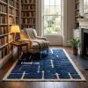 Wool Area Rug Handmade Moroccan Rug, Blue Modern Geometric R | Rugs by Berber Luxe. Item composed of wool compatible with boho and art deco style