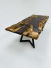 Dark Gray Epoxy Resin Dining Table - Olive Wood Custom Table | Tables by Tinella Collection. Item made of wood works with minimalism & art deco style
