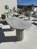 Italian Silver Travertine Dining Table - Marble Dining Table | Tables by Tinella Collection. Item composed of marble compatible with minimalism and contemporary style