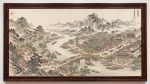 Hand-Painted Song Dynasty Silk Scroll Tides of Prosperity | Oil And Acrylic Painting in Paintings by Dynasty Artisan. Item composed of wood and fabric in contemporary or eclectic & maximalism style