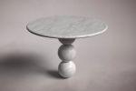 Cess Italian Carrara Marble Round Dining Table | Tables by HamamDecor LLC. Item composed of marble in mediterranean or modern style