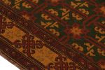 Vintage Mid-Century Geometric Floral Red And Green Wool Rug | Area Rug in Rugs by Rug and Kilim