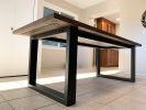 Quartersawn White Oak and Steel Table | Dining Table in Tables by Hazel Oak Farms. Item composed of oak wood & steel compatible with minimalism and industrial style