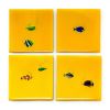 Tropical Goldfish Coaster Set | Tableware by 204 Haus Crafters. Item made of wood works with boho & eclectic & maximalism style