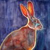 African Jack Rabbit | Mixed Media in Paintings by Catherine Twomey | UpMarket Gallery in Asheville. Item made of birch wood with canvas works with contemporary & modern style
