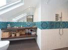 Turquoise Moroccan bathroom tiles handmade by gvega | Tiles by GVEGA. Item composed of marble compatible with boho and mediterranean style