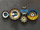 5 Pieces Of Evil Eye Bead Wall Plate, Blue Wall Plates | Ornament in Decorative Objects by Sarmal Design. Item made of cotton with synthetic works with boho & art deco style
