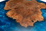 Cosmic Coral | Coffee Table in Tables by Cline Originals. Item made of walnut with steel works with mid century modern & coastal style