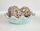 Teal Wavy Decorative Bowl Paper Mache Material | Decorative Objects by TM Olson Collection. Item composed of paper compatible with boho and country & farmhouse style