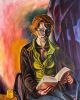 Girl Reading By Candlelight | Oil And Acrylic Painting in Paintings by PMS Artwork