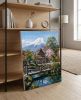 Beneath Mount Fuji: A Spring Reverie | Oil And Acrylic Painting in Paintings by Dynasty Artisan. Item composed of linen in contemporary or japandi style
