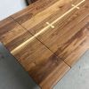 Brass inlay tunnel table | Dining Table in Tables by YJ Interiors. Item made of walnut with brass works with mid century modern & contemporary style