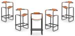 Contemporary Bar Stool w/Backrest Metal&Natural Leather | Chairs by Jover + Valls. Item composed of leather compatible with contemporary and art deco style