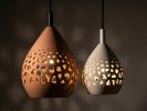 Naaya Cepa Coral 20” Handmade Ceramic Gobo Pendant Light | Pendants by Naaya Studio. Item made of brass & stoneware compatible with minimalism and contemporary style