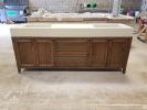 Garfield Vanity Base with Concrete Top | Countertop in Furniture by Wood and Stone Designs. Item composed of oak wood & concrete