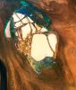 Live Edge Redwood Burl End Table with Stone and Copper Inlay | Tables by Natural Wood Edge Creations by Rick Griggs. Item made of wood with stone