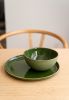 Handmade Porcelain Bowl With Gold Rim. Green | Dinnerware by Creating Comfort Lab. Item made of ceramic