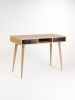 KUUB - Office table, small desk, bureau, with black drawers | Tables by Mo Woodwork. Item composed of oak wood in minimalism or mid century modern style