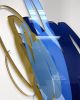 Triple Scribble Blue/Gold Wall Sculpture | Wall Hangings by Ryan Coleman. Item composed of synthetic compatible with minimalism and contemporary style