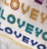 original needlepoint I LOVE YOU feather down pillow | Cushion in Pillows by Mommani Threads | TFA Gallery + Advisory in Charlotte