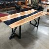 Oregon Maple & Midnight Blue Resin Dining Table | Tables by Black Rose WoodCraft