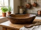 The Organic Wavy-Edge Wooden Bowl | Decorative Tray in Decorative Objects by Famous Art Group Of Industries