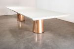 Benino Custom Oil Rubbed Cast Bronze Twin Pedestal Lacquered | Dining Table in Tables by Costantini Designñ. Item composed of oak wood and bronze