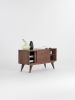 Media cabinet made of walnut wood, record player stand | Media Console in Storage by Mo Woodwork. Item made of wood compatible with minimalism and mid century modern style