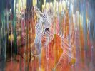 Zebra Queen is a contemporary abstract wildlife painting | Oil And Acrylic Painting in Paintings by Gill Bustamante. Item made of canvas works with contemporary & country & farmhouse style