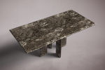 Luna Rectangular Dark Emperador Marble Dining Table | Tables by HamamDecor LLC. Item composed of marble compatible with mediterranean and modern style
