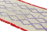Vintage Moroccan Runner Rug in White with Purple Lozenges | Area Rug in Rugs by Rug and Kilim