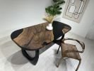 Black Epoxy Table, Resin Dinner Table, Walnut Wood Table | Dining Table in Tables by Tinella Collection. Item composed of walnut compatible with minimalism and coastal style