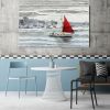Scarlet Sails | Oil And Acrylic Painting in Paintings by Irena Orlov. Item composed of canvas and synthetic