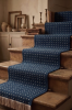 Handwoven Woolen Blue & White Runner Rug | Rugs by Evergreen Carpets. Item composed of wool in boho or minimalism style