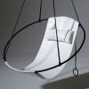 Studio Stirling White Genuine Leather Hanging Swing Chair | Chairs by Studio Stirling. Item made of fabric with steel works with minimalism & modern style
