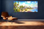 California. Palm trees. Beach. | Oil And Acrylic Painting in Paintings by IRYNA KASTSOVA. Item made of canvas compatible with coastal and mediterranean style