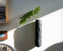 Wall Mounted Concrete Vase in Carbon Black Concrete | Vases & Vessels by Carolyn Powers Designs. Item composed of concrete and glass in minimalism or contemporary style