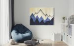 ALPS BLUE Wall Tapestry Blue Grey Mountain Landscape | Macrame Wall Hanging in Wall Hangings by Wallflowers Hanging Art. Item made of oak wood & wool compatible with boho and country & farmhouse style