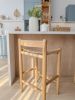 Oak Bar Stool with Woven Cord Seat | Chairs by ColombeFurniture``. Item composed of oak wood in mid century modern style
