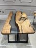 Gray Epoxy Dining Table - Custom Live Edge Epoxy Table | Tables by Tinella Collection. Item made of walnut & metal compatible with contemporary and art deco style