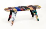 48" TWO SEATER - RECYCLED SKATEBOARD BENCH | Benches & Ottomans by Skate or Design. Item composed of wood