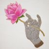 Karana Mudra Hand Gesture Frame Wall Art | Embroidery in Wall Hangings by MagicSimSim. Item made of fabric works with art deco & asian style