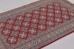 Vintage Bokhara Rug in Rich Red with Tan Geometric Patterns | Area Rug in Rugs by Rug and Kilim