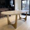 Racetrack Cashmere White Brass Tunnel Table | Dining Table in Tables by YJ Interiors. Item composed of wood & brass compatible with mid century modern and contemporary style