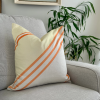 Rust Striped Pillow Cover |  Beige, White, and Rust Pillow | Pillows by SewLaCo. Item made of cotton