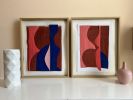 Blues Duo | Collage in Paintings by Cyrille Gulassa. Item made of paper works with boho & mid century modern style
