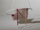 Modern Chic Outdoor hanging Sling Chair | Accent Chair in Chairs by Studio Stirling. Item made of fabric & steel compatible with minimalism and coastal style